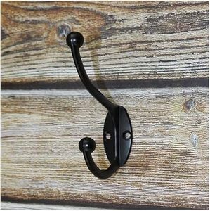 <b>Wall</b> Coat <b>Hooks</b> Double Robe <b>Hooks</b> <b>for</b> Hanging Coats Towels <b>Keys</b> Bags Hats Rust-Resistant Black <b>Wall</b> Mounted Hardware - Product Image 1
