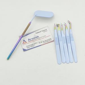 Pinzas para pestañas Dumont de acero inoxidable sostenibles al por mayor, multipunta recubierta de color azul bebé con logotipo personalizado - Product Image 3