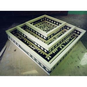 Plateau/support de service en résine incrustée d'os élégant fait à la main dernier décor à la maison pour les mariages pâtes hamburgers service de thé de restauration rapide - Product Image 1