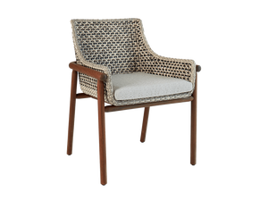 เก้าอี้ทานอาหารในสวนสไตล์โมเดิร์นของ Emilly ทําจากไม้สักเนื้อแข็งและหวายทอพร้อมสีวอลนัท - Product Image 5