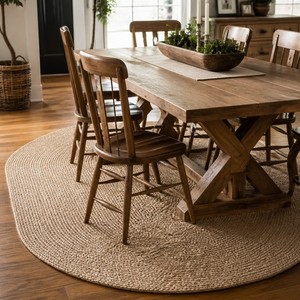 <span class=keywords><strong>Tapis</strong></span> en jute tressé épais <span class=keywords><strong>de</strong></span> forme ovale, style farmhouse, tissé à la main, écologique, adapté aux animaux domestiques, résistant aux taches, lavable, avec dos antidérapant - Product Image 3