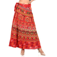 Falda Sarong Hippie Boho Gypsy, Cintura Natural, Casual de Primavera, Talla Grande, Estampado Floral, 100% Algodón