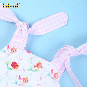 Traje de Baño de Sirena Elegante para Bebés Niñas, Cierre de Gancho y Bucle, 100% Algodón Orgánico, Estampado de Personajes, OEM ODM Venta al por Mayor-BB3154 - Product Image 3