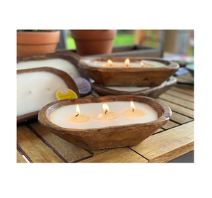 Bougie en pâte de bois bol rustique ferme décoration de la maison avec pain fruits bougies pour décorations en vrac articles et vente - Product Image 2