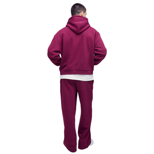 Prix de gros Ensemble pantalon de survêtement et sweat à capuche Impression de logo personnalisé Pantalon évasé Survêtement Ensembles pull épais de haute qualité de qualité supérieure - Product Image 5