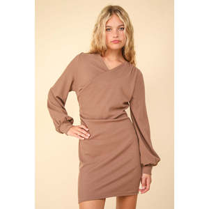 Abito Mini Bodycon Elegante Molto J con Dettagli Arricciati, Vita Impero, Decorazione Drappeggiata, Cerniera, in Spandex per Feste e Uso Quotidiano Primavera XS-XL ODM - Product Image 1