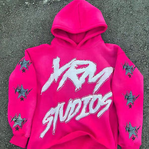 เสื้อฮู้ดดี้ผ้าฟลีซหนานุ่มคุณภาพสูง พิมพ์โลโก้ตามสั่ง ทรงโอเวอร์ไซส์ สีดำ สำหรับผู้ชาย ใส่ในฤดูหนาว - Product Image 1