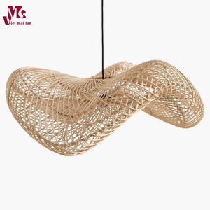Lampes à suspension en rotin, grand lustre en osier tissé à la main Boho suspension panier en rotin suspension pour salle à manger - Product Image 5