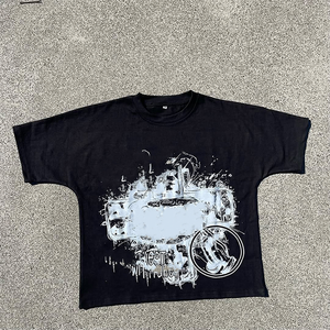 T-shirts d'été pour hommes sérigraphiés surdimensionnés lavés à l'acide T-shirts personnalisés - Product Image 6