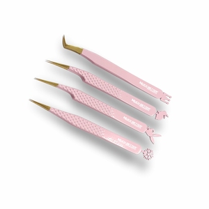 Pinzas para pestañas de acero inoxidable con mango de diamante de alta precisión, diseño inferior personalizado, método de pellizco, pinzas para pestañas con punta de fibra - Product Image 2