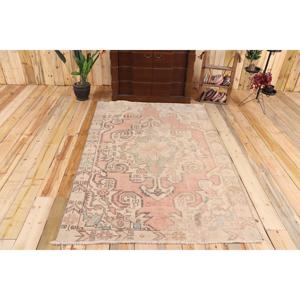 Alfombra Turca de 4.2x6.7 pies, Alfombra Sólida Rosa Vintage - Product Image 1