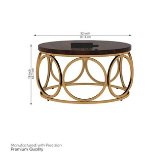 Búa Vòng hình dạng bàn cà phê với gỗ bền đá cẩm thạch đầu độc đáo kim loại thiết kế thủ công - Product Image 4