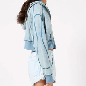 Sudadera Corta para Mujer, Venta al por Mayor, Logotipo Personalizado, Sudadera Corta de Manga Larga, Sudadera Personalizada para Mujer, Sudadera Corta con Capucha - Product Image 5