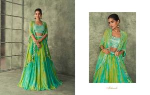 Dhwaja Export - Lehenga Choli de Seda Georgette Premium para Bodas, con Bordado Delantero y Trasero, para Mujeres Indias/Pakistaníes - Product Image 2