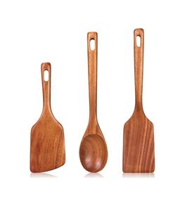 3 Pcs Grand Set de Spatules en Bois Ustensiles de Cuisine Cuillère en Bois pour Spatule de Cuisine Cuillère de Service Spatules à Mélanger - Product Image 1