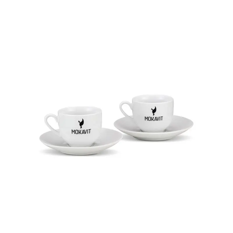Tazas de cerámica blancas elegantes italianas de alta calidad Juego de tazas de café de dos tapas Taza de café Espresso Coffee Glass