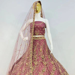 ชุดเจ้าสาวที่มีน้ำหนักเต็มรูปแบบพร้อมตาข่ายทำงาน jaal dupatta เสื้อและหินจาร์กา | 10แบบมี6สี - Product Image 1