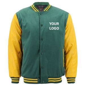 Chaquetas de bombardero Varsity de la escuela secundaria, chaquetas de béisbol informales Vintage, bordado personalizado para hombres, manga de cuero PU, ropa de calle acolchada - Product Image 3