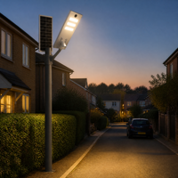 Lampadaire solaire intégré tout-en-un série 55056 200W avec panneau mono 55W 6V, capteur micro-ondes, IP65 pour projets routiers