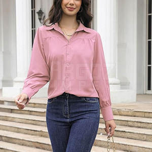 Camisa informal de alta calidad con logotipo frontal sólido para mujer, hecha de algodón, manga larga, secado rápido, transpirable, más vendidos - Product Image 5