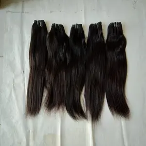 Vente en gros d'extensions de cheveux Remy indiens vierges non transformés 100% machine de couleur naturelle trame cheveux raides tissage double extrémités dessinées - Product Image 1
