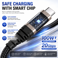 Kabel USB C ke USB C Lucky Red 10Gbps 100W, Pengisian Cepat PD USB 3.2 Gen 2, Output Video 4K 60Hz, Jalinan Nilon Merah Cerah