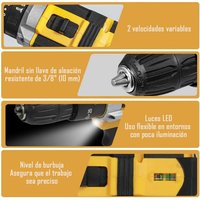 DON FELIZ Perceuse Électrique Professionnelle Multifonctionnelle Portable Sans Fil avec Mandrin Sans Clé 1/2 Pouce Réversible, simple vitesse, OEM