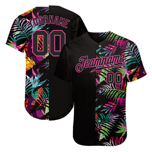 Camiseta de Béisbol Sublimada Personalizada con Diseño Floral, 100% Poliéster, Secado Rápido, Absorción de Humedad, Corte Atlético, Cuello con Botones - Product Image 1