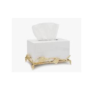 Boîte à mouchoirs en marbre blanc et or avec conception de feuille d'or dernière conception boîte de rangement de mouchoirs pour accessoires de table - Product Image 2