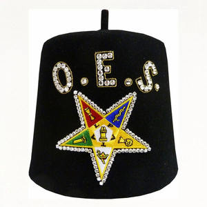 Chapeau maçonnique SHRINE avec strass, noir, avec contour en strass, toutes tailles pour toutes les loges, fez maçonnique avec strass, casquette maçonnique - Product Image 1