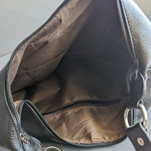 Vente en gros de sac fourre-tout Hobo marron vintage pour femmes en cuir véritable durable avec Closure-LHB-0035 à glissière - Product Image 4