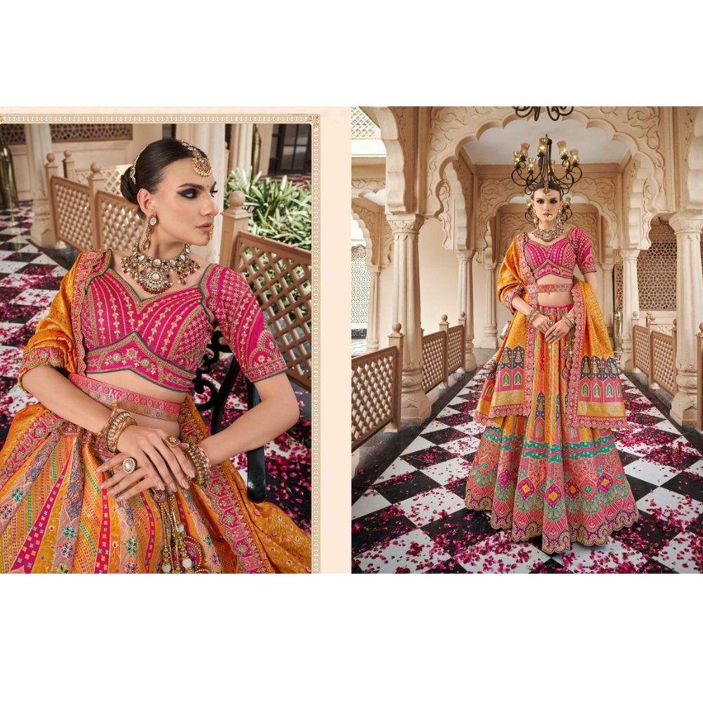 Pink, Firozi (Teal), and Yellow