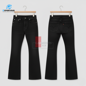Men Flared Jeans Black Denim Pants Vintage Flare Jeans Retro Style <b>Bell</b> Bottom Jeans Men Slim Fit Flared Denim Pants Custom Logo - Product Image 5