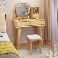 Ensemble de coiffeuse avec miroir, coiffeuse de maquillage moderne avec tiroirs et étagères