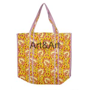 Nouveauté Sac fourre-tout matelassé en coton écologique pour femme Sac de courses à bandoulière Sac souple ART&ART Rajasthan Deux poignées - Product Image 6