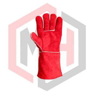 Welding <b>Gloves</b> <b>Red</b> Heat Fire Resistant Leather Anti-Static Tear-Resistant 11 oz 14-inch Knit Wrist Silicone-Free Powder-Free for - Product Image 2