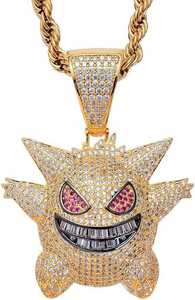 Pendentifs et breloques fantaisie Hip Hop Monster Ghost Cartoon Micro Set Zircon Gangster plaqué or jaune, style Bling Ginger - Product Image 4