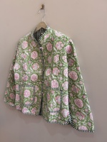 Veste matelassée en coton imprimé floral ethnique bohème respirante toute saison pour femmes
