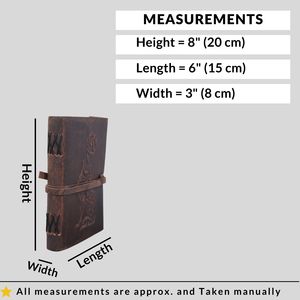 Diario de Cuero Vintage Hecho a Mano con Cubierta Grabada con un Lobo |   Papel sin Forro con Borde Deshilachado |   Diario de Dibujo - Product Image 5