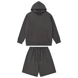 Haute qualité hommes et femmes été Streetwear deux pièces à capuche et ensembles de shorts pull à capuche personnalisé et ensembles de shorts réguliers - Product Image 1