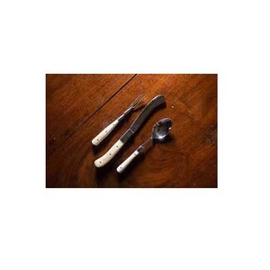 Ensemble de couverts au design unique Ensemble de couverts royaux en acier inoxydable plaqué argent Poignée en os blanc Ensemble de couverts au design tropical - Product Image 1