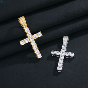 Hip Hop <b>Cross</b> Pendant 925 Sterling <b>Silver</b> Micro Pave With Lab Grown Diamond <b>Necklace</b> For <b>Men</b> and Women Rapper Jewelry - Product Image 3