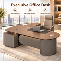 Bureau de direction moderne avec design incurvé et armoire de rangement pour un espace de travail professionnel haut de gamme