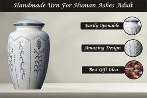 Adult Cremation Urns for Male/Female Funeral Urn for Human Ashes Decorative Urns for Ashes <b>Large</b> <b>Keepsake</b> <b>Box</b> (White) - Product Image 4