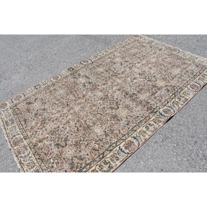 พรมขนสัตว์ตุรกีสีเบจ5x8.5ft คลาสสิกเป็นมิตรกับสิ่งแวดล้อมกองขนาดกลางการเย็บปะติดปะต่อกันการออกแบบทางเข้าห้องนั่งเล่นห้องโถง - Product Image 2