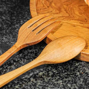 Cubiertos de madera ecológicos-Colección de cubiertos de madera reutilizables de lujo-Cubiertos de madera con acabado espejado con detalles de acero - Product Image 5