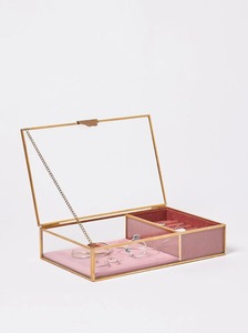 Boîte à bijoux en verre avec cadre en métal de forme carrée pour femmes/filles, décoration de table à domicile - Product Image 3