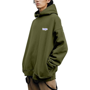 Sweat-shirt à capuche surdimensionné pour homme, 100% coton, tissu éponge français, couleur unie, manches régulières, automne-hiver - Product Image 2