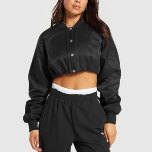 Budget Friendly Top Pick <b>Women</b> Satin Crop <b>Jacket</b> Low Price Breathable <b>Lightweight</b> Polyester Fabric Satin Crop Varsity <b>Jacket</b> - Product Image 4