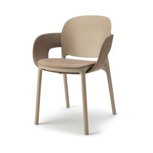 Modern Dining Armchair Recycled Polymer <b>Shell</b> Upholstered Seat Cushion and Back Band for Restaurant Hotel Lounge Made in Italy - Product Image 2